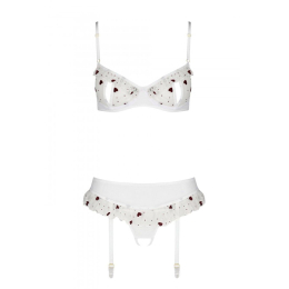 Сексуальний комплект з поясом для панчіх Passion LOVELIA SET XXL/XXXL, white - - фото №5