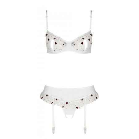 Сексуальний комплект з поясом для панчіх Passion LOVELIA SET XXL/XXXL, white - фото №5