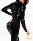 Комбінезон лакований L чорний, блискавка на все тіло, довгий рукав, дуже стильний - фото №3