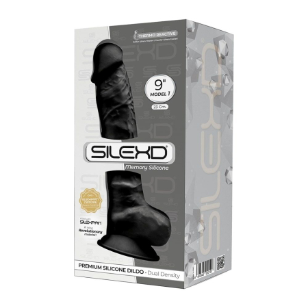 Фалоімітатор SilexD Tomas Black (MODEL 1 size 9in), двошаровий, силікон + Silexpan, діаметр 4,9см - фото №3