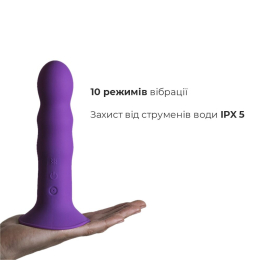 Двошаровий ділдо з вібрацією Adrien Lastic Hitsens 3 Purple, відмінно для страпона, діаметр 4 см, до - - фото №4