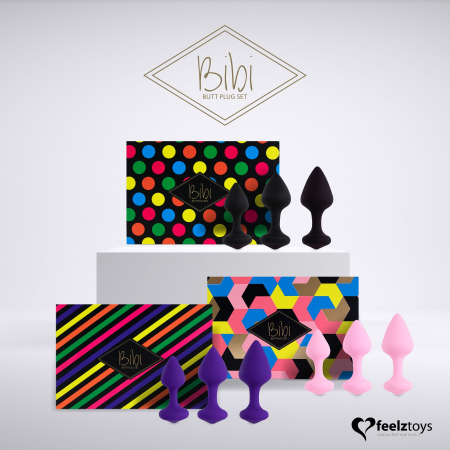 Набір силіконових анальних пробок FeelzToys - Bibi Butt Plug Set 3 pcs Black - фото №6