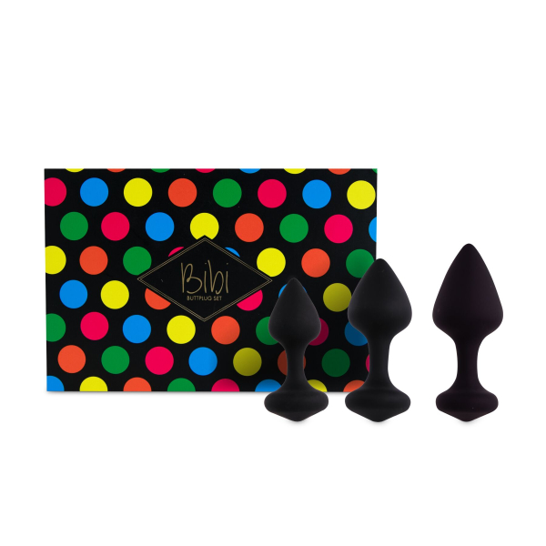 Набір силіконових анальних пробок FeelzToys - Bibi Butt Plug Set 3 pcs Black - фото