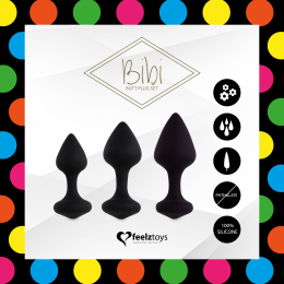Набір силіконових анальних пробок FeelzToys - Bibi Butt Plug Set 3 pcs Black - - фото №3