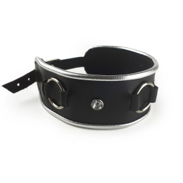 Ошейник из натуральной кожи со стразами и кольцом Art of Sex - Collar Ring - - фото №3