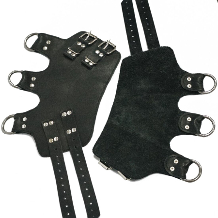 Поножі-манжети для підвісу за ноги Art of Sex – Leg Cuffs For Suspension, чорні, натуральна шкіра №3