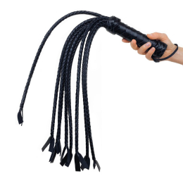 Флогер Кішка, 9 плетених хвостів по 50 см, колір чорний - - фото №2