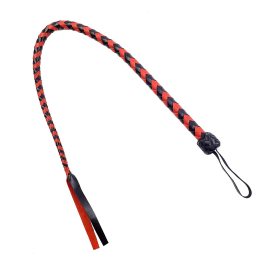 Батіг гнучкий Снейк, натуральна шкіра, колір чорно-червоний, довжина - 80 см - фото