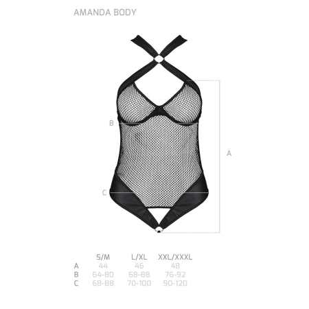 Сітчастий боді з халтером Passion Amanda Body L/XL, black - фото №5