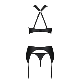Сітчастий набір, бюстгальтер з халтером, трусики та пояс для панчох AMANDA SET S/M, black - - фото №5