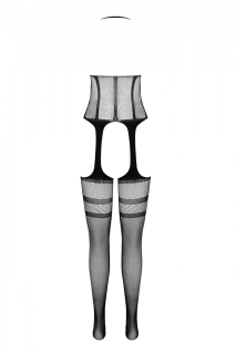 Сітчастий чорний бодістокінг з коротким топом та підв'язками Casmir CA008 - №6