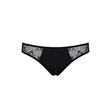 Трусики-сліпи з мереживною сіточкою Passion DINA THONG XXL/XXXL, black - фото №5
