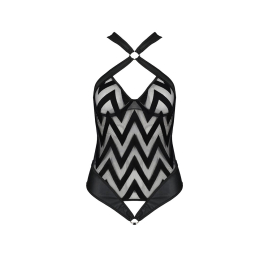 Сітчастий боді з халтером та ритмічним малюнком Passion Hima Body L/XL, black - №3