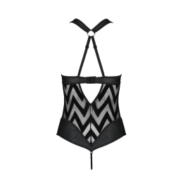 Сітчастий боді з халтером та ритмічним малюнком Passion Hima Body L/XL, black - №4