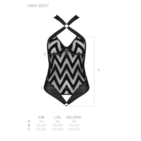 Сітчастий боді з халтером та ритмічним малюнком Passion Hima Body L/XL, black - фото №5