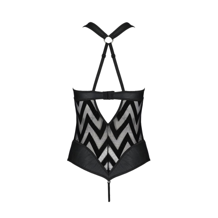 Сітчастий боді з халтером та ритмічним малюнком Passion Hima Body S/M, black - фото №4