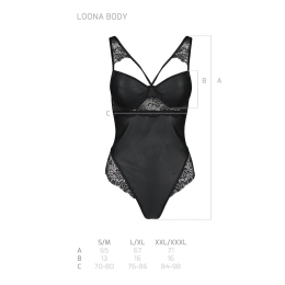 Боді з еко-шкіри та мережива Passion LOONA BODY L/XL, black - - фото №5
