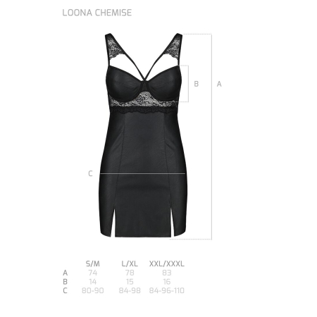 Бебі-дол з еко-шкіри та мережива Passion LOONA CHEMISE XXL/XXXL, black - фото №7