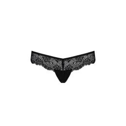 Мереживні трусики-танга з атласним бантиком Passion NAJA THONG XXL/XXXL, black - - фото №5