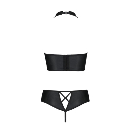 Комплект з еко-шкіри Passion NANCY BIKINI S/M, black, бра та трусики з імітацією шнурівки - - фото №6