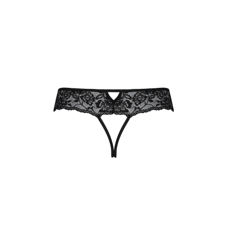 Мереживні стрінги з доступом Passion SENIA THONG XXL/XXXL, black - фото №6