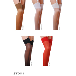 Класичні панчохи під пояс із широкою гумкою Passion ST001 1/2, bianco - - фото №2