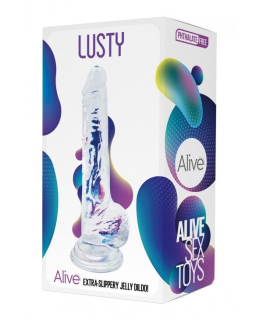 Прозорий фалоімітатор Alive Jelly Dildo Lusty, ТПЕ, присоска, діаметр 3,2см, довжина 18см - - фото №2