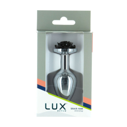Металева анальна пробка Lux Active з трояндою - Rose Anal Plug - Black, віброкуля в подарунок - - фото №5