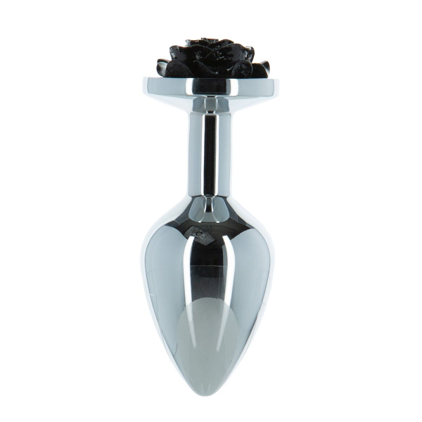 Металева анальна пробка Lux Active з трояндою - Rose Anal Plug - Black, віброкуля в подарунок - фото
