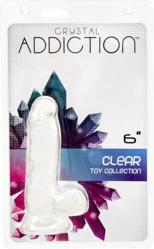 Прозорий фалоімітатор на присосці ADDICTION — Clear Dildo with Balls 6?, віброкуля в подарунок - фото №4