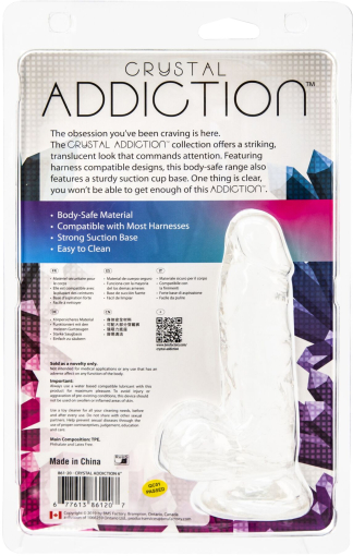 Прозорий фалоімітатор на присосці ADDICTION — Clear Dildo with Balls 6?, віброкуля в подарунок - фото №5