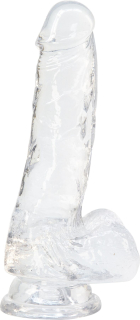 Прозорий фалоімітатор на присосці ADDICTION — Clear Dildo with Balls 7?, віброкуля в подарунок - фото