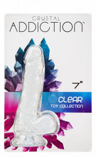 Прозорий фалоімітатор на присосці ADDICTION — Clear Dildo with Balls 7?, віброкуля в подарунок - - фото №4