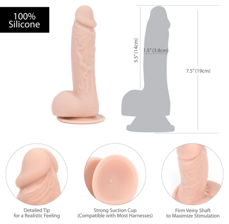 Реалістичний фалоімітатор на присосці ADDICTION — Mark 7,5? Dildo With Balls, Beige - фото №4