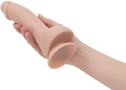 Вигнутий фалоімітатор на присосці ADDICTION — BRAD 7,5? Dildo With Balls, Beige - - фото №4