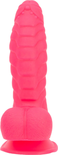 Ребристий фалоімітатор на присосці ADDICTION — Tom 7? Dildo With Balls — Pink, віброкуля в подарунок - фото №2
