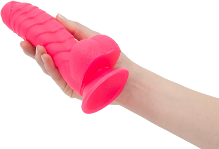 Ребристий фалоімітатор на присосці ADDICTION — Tom 7? Dildo With Balls — Pink, віброкуля в подарунок - фото №4
