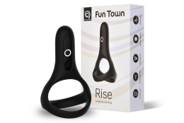 Подвійне ерекційне кільце Fun Town Rise Black, керування зі смартфона - фото