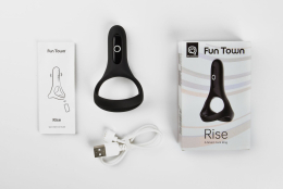 Подвійне ерекційне кільце Fun Town Rise Black, керування зі смартфона - - фото №4