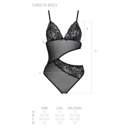 Боді з ажурним ліфом Passion CHRISTA BODY XXL/XXXL, black - - фото №5