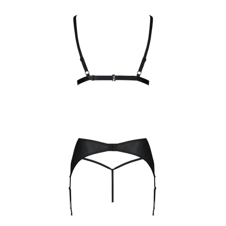 Комплект з екошкіри Passion MILEY SET S/M, black, трусики, бюстгальтер, пояс для панчіх - фото №4