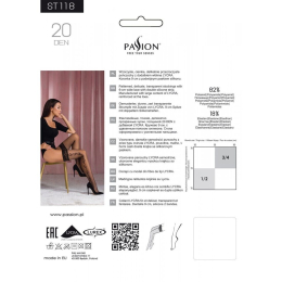 Панчохи Passion ST118 5 black, на ажурній силіконовій резинці, з бічним вертикальним малюнком - - фото №4