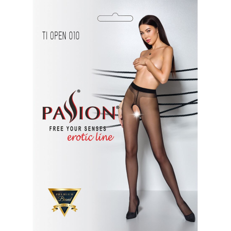 Колготки з відкритим доступом, контрастна лінія Passion TIOPEN 010 5 (20 den), black - фото №5