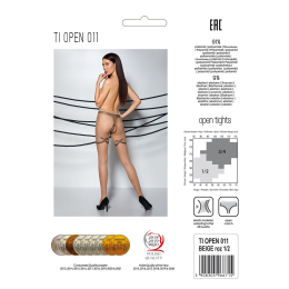 Тілесні колготки з відкритим доступом, контрастні шортики Passion TIOPEN 011 3/4 (20 den), beige - - фото №6