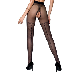 Колготки з відкритим доступом, імітація панчіх Passion TIOPEN 014 1/2 (20 den), black - - фото №2