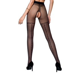 Колготки з відкритим доступом, імітація панчіх Passion TIOPEN 014 5 (20 den), black - - фото №2
