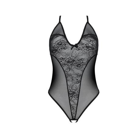 Боді з ажурним декором та відкритим кроком Passion URSULA BODY L/XL, black - фото №3