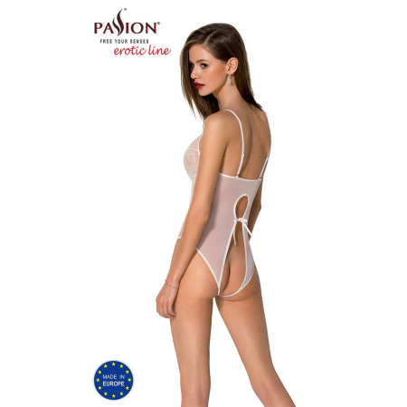 Боді з ажурним декором та відкритим кроком Passion URSULA BODY L/XL, white - фото №2