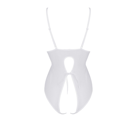 Боді з ажурним декором та відкритим кроком Passion URSULA BODY L/XL, white - фото №4