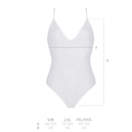 Боді з ажурним декором та відкритим кроком Passion URSULA BODY XXL/XXXL, white - - фото №5